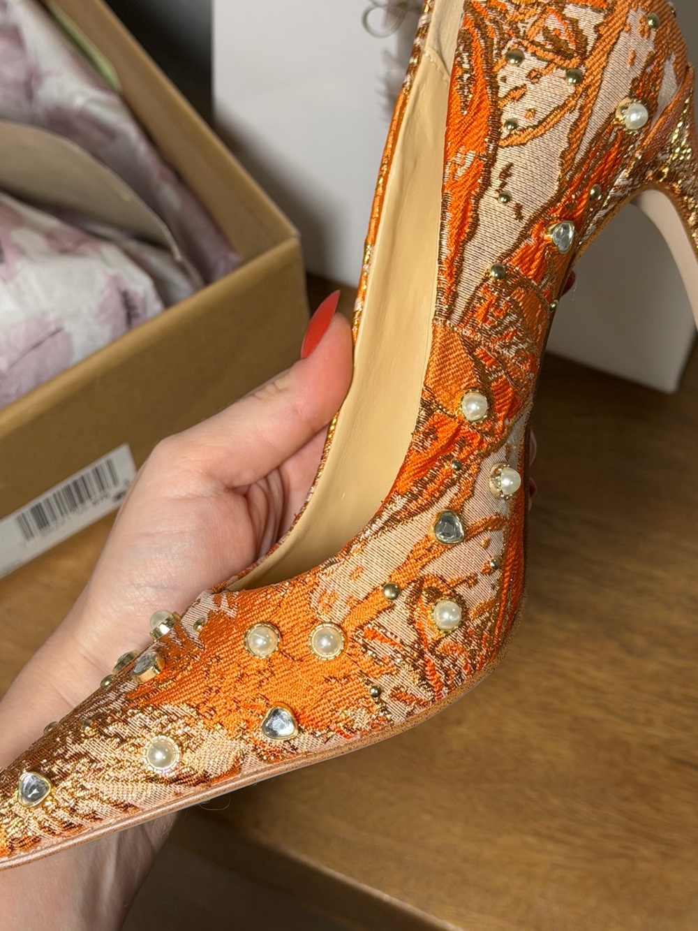 Jessica Simpson Welica Metallic Embroidered Embellished Pumps - Picture 4 of 8